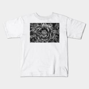 Peony In Black And White Kids T-Shirt